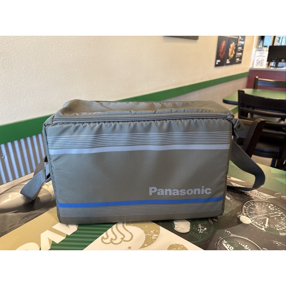 Vintage Padded Panasonic Camera/Camcorder Shoulder Bag - Gray/Blue  14x9x7
